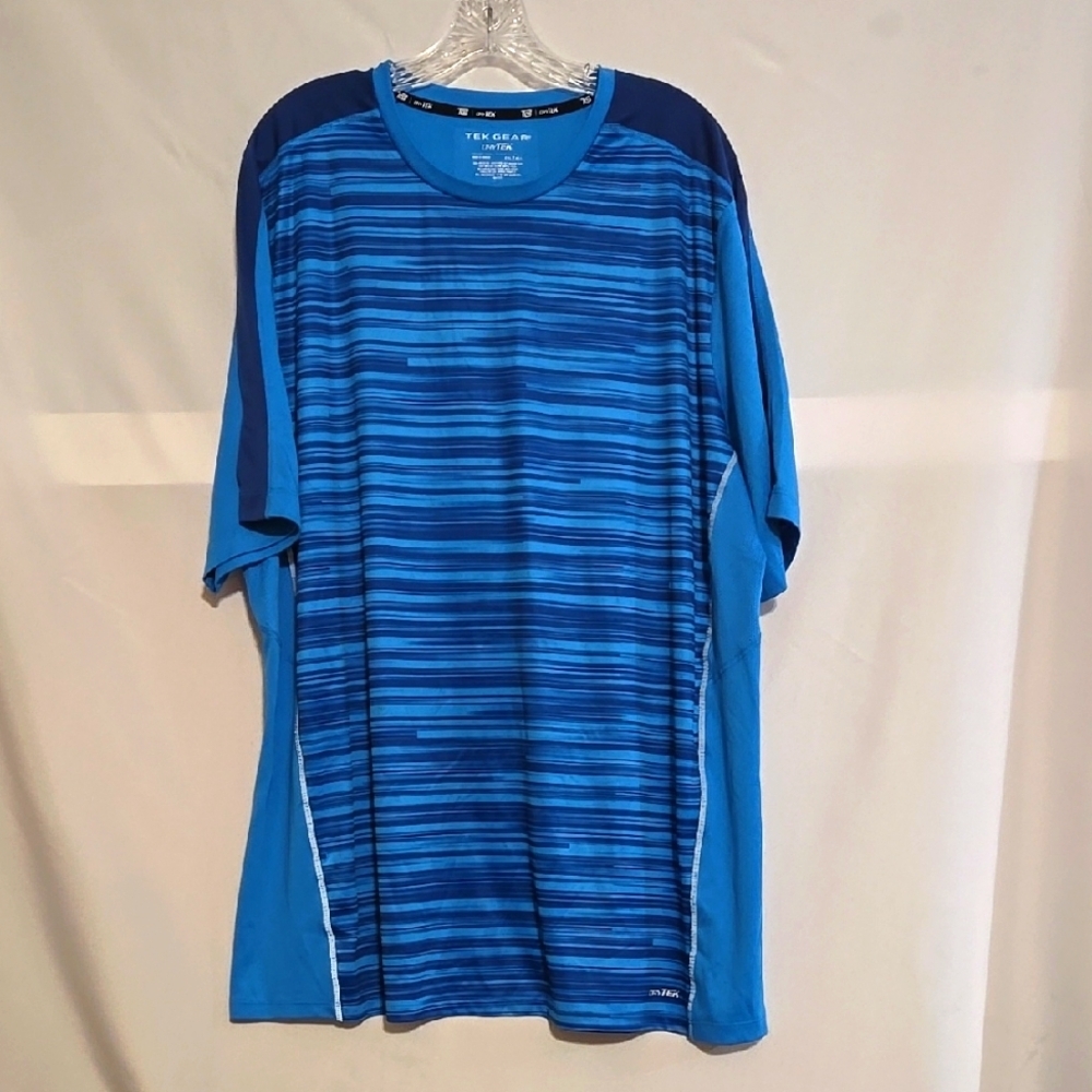 Tek Gear, Dry Tek, Wicking, Men's Short Sleeve Tee, Striped, Breathable, 3X Tall